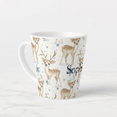 Sweet Deer Blue Christmas Snowflakes Latte Mok (Linkerhoek)