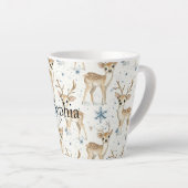 Sweet Deer Blue Christmas Snowflakes Latte Mok (Rechterhoek)