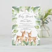 Sweet Deer Couple Baby shower Invitation Kaart (Staand voorkant)