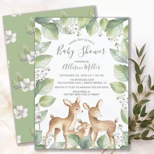 Sweet Deer Couple Baby shower Invitation Kaart