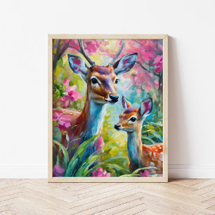 Sweet Deer Kleurrijke Moderne Abstracte Kunst Poster