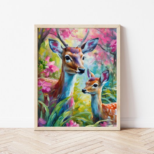 Sweet Deer Kleurrijke Moderne Abstracte Kunst Poster