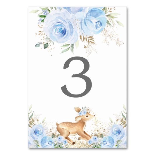 Sweet Deer Light Baby Blauw Bloemen Jongen Baby sh Kaart (Voorkant)