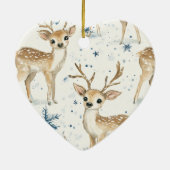 Sweet Deer Snowflakes Gold Ribbon Christmas Keramisch Ornament (Achterkant)