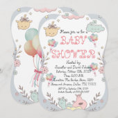 Sweet Delicate Balloon Baby shower Kaart (Voorkant / Achterkant)