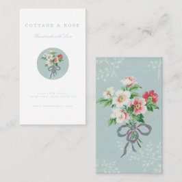 Sweet Delicate Shabby Cottage Blue Floral Bouquet Visitekaartje