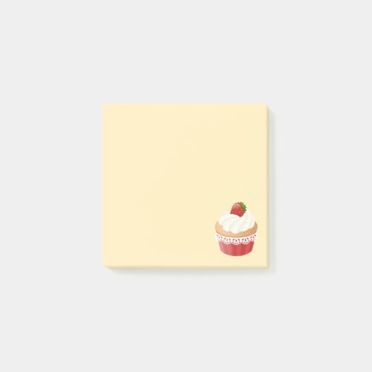 Sweet Delicious aardbei Cupcake on Yellow Post-it® Notes (Voorkant)