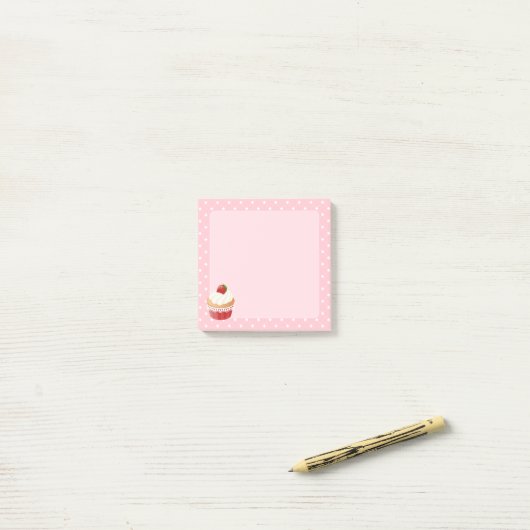 Sweet Delicious aardbei Cupcake Roze Post-it® Notes (Op bureau)