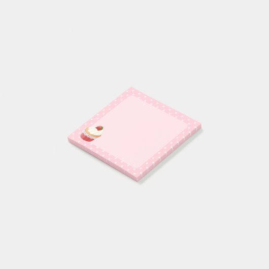 Sweet Delicious aardbei Cupcake Roze Post-it® Notes (Schuin)