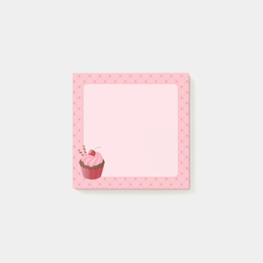 Sweet Delicious Cherry Cupcake on Pink Post-it® Notes (Voorkant)