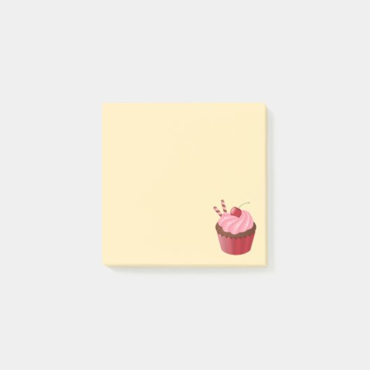 Sweet Delicious Cherry Cupcake on Yellow Post-it® Notes (Voorkant)