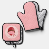 Sweet Delicious Cherry Cupcake Ovenwant & Pannenlap Set (Voorkant / Achterkant)