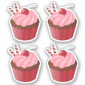 Sweet Delicious Cherry Cupcake set of 4 Sticker (Voorkant)