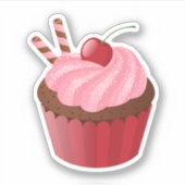 Sweet Delicious Cherry Cupcake Sticker (Voorkant)
