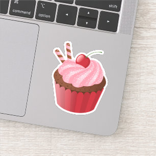 Sweet Delicious Cherry Cupcake Sticker