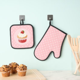 Sweet Delicious Strawberry Cupcake Ovenwant & Pannenlap Set