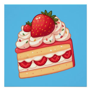 Sweet Delight: Aardbei Shortcake glanzend Perfect Poster