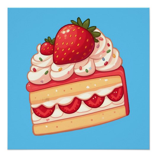 Sweet Delight: Aardbei Shortcake glanzend Perfect Poster (Voorkant)