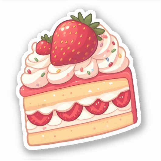 Sweet Delight: Aardbei Shortcake Sticker (Voorkant)