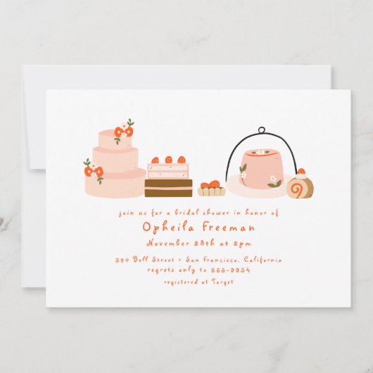 Sweet Dessert Hand getrokken Berry Cakes Vrijgezel Kaart (Voorkant)