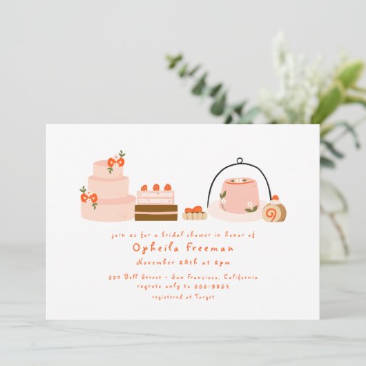 Sweet Dessert Hand getrokken Berry Cakes Vrijgezel Kaart (Staand voorkant)