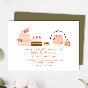 Sweet Dessert Hand getrokken Berry Cakes Vrijgezel Kaart