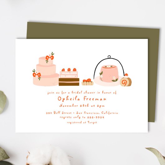 Sweet Dessert Hand getrokken Berry Cakes Vrijgezel Kaart