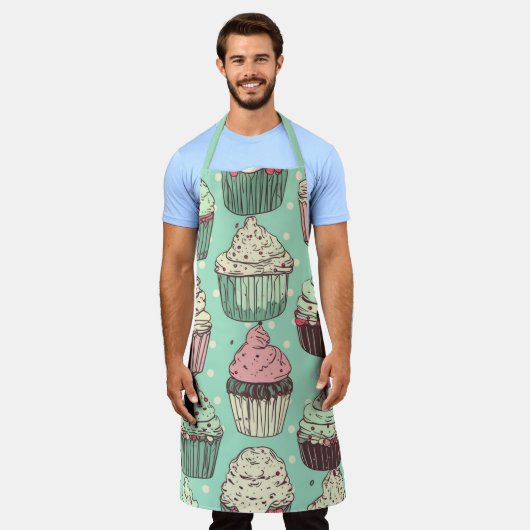 Sweet Dessert Schort met Cute Cupcake Pattern (Gedragen)