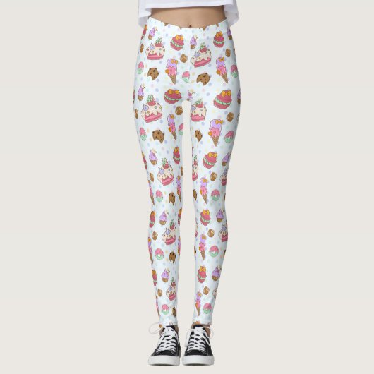 Sweet Dessert Treats Pattern Leggings (Voorkant)