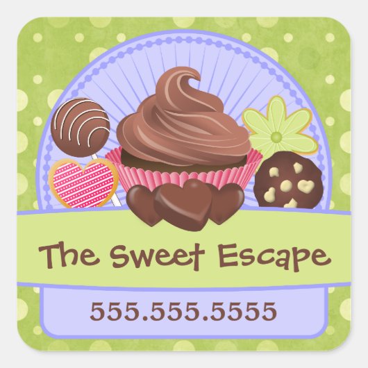 Sweet Desserts Bakery Vierkante Sticker (Voorkant)