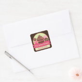 Sweet Desserts Box Seals Vierkante Sticker (Envelop)