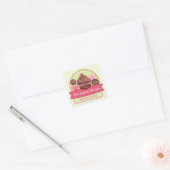 Sweet Desserts Box Seals Vierkante Sticker (Envelop)