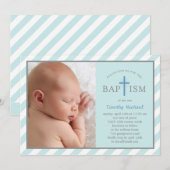 Sweet Diagonals Foto Baptisme Uitnodiging - Blauw (Voorkant / Achterkant)