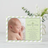 Sweet Diagonals Foto Baptisme Uitnodiging - groen (Staand voorkant)