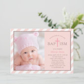 Sweet Diagonals Foto Baptisme Uitnodiging - Roze (Staand voorkant)
