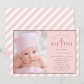 Sweet Diagonals Foto Baptisme Uitnodiging - Roze (Voorkant / Achterkant)