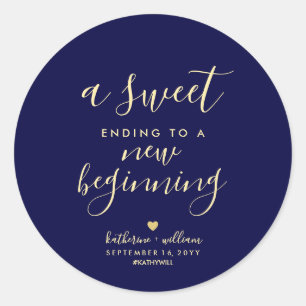 Sweet die eindigt op een nieuw begin-huwelijk ronde sticker