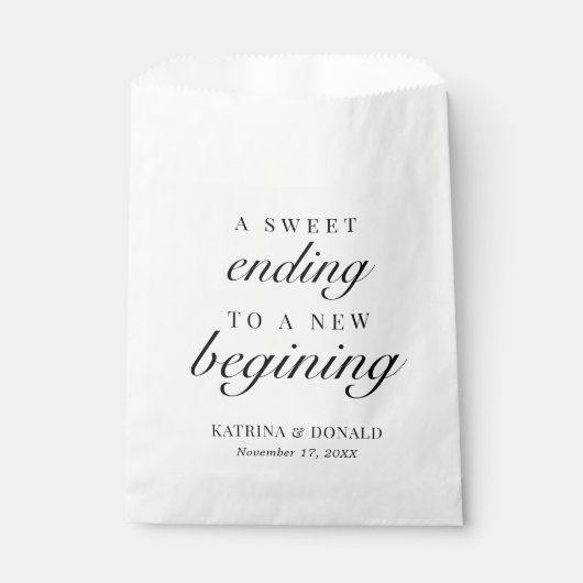 Sweet die eindigt op een nieuwe, beginnende bruilo bedankzakje (Voorkant)