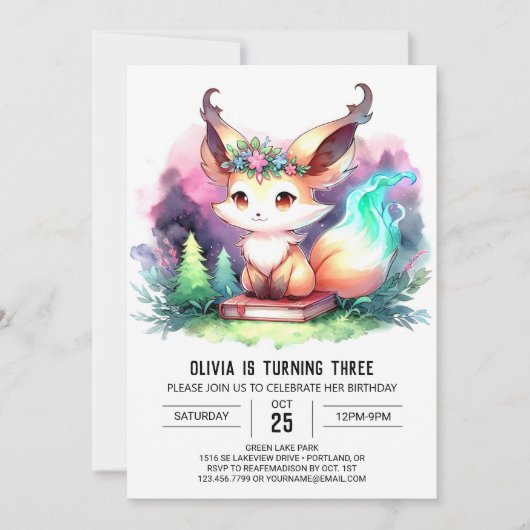 Sweet Digital Fox Verjaardag Kaart (Voorkant)