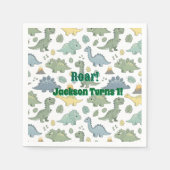 Sweet Dino Pattern 1st Birthday Paper Napkins Servet (Voorkant)