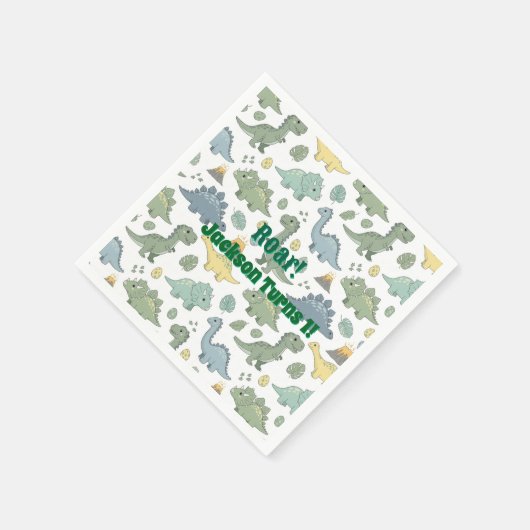 Sweet Dino Pattern 1st Birthday Paper Napkins Servet (Hoek)