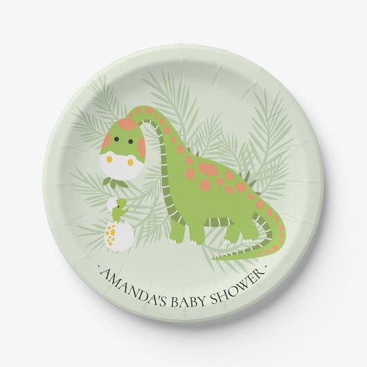 Sweet Dinosaur Boys Baby shower 7-inch Bord (Voorkant)