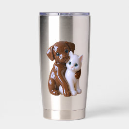 Sweet Dog Cat Companions Geïsoleerde Drinkbeker