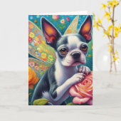 Sweet Dog Fairy Rozen Alle gelegenheden Kaart (Gele Bloem)