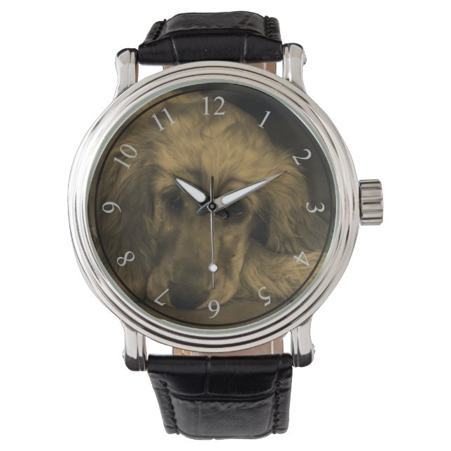 Sweet Dog - Golden Retriever in Sepia Tones Horloge (Voorkant)