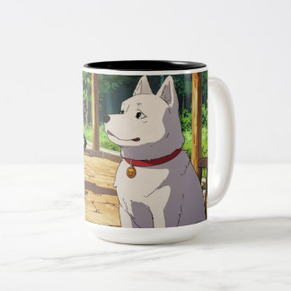 Sweet Dog in a Mug Illustration Tweekleurige Koffiemok