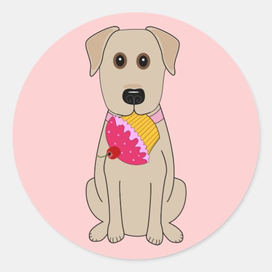 Sweet Dog Pink Ronde Sticker (Voorkant)