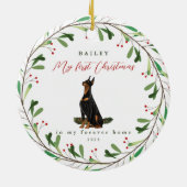 Sweet Dog's eerste Kerstmis met naam en jaar Keramisch Ornament (Achterkant)