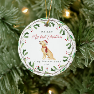 Sweet Dog's eerste Kerstmis met naam en jaar Keramisch Ornament