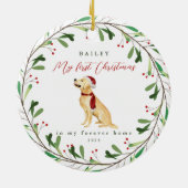 Sweet Dog's eerste Kerstmis met naam en jaar Keramisch Ornament (Achterkant)